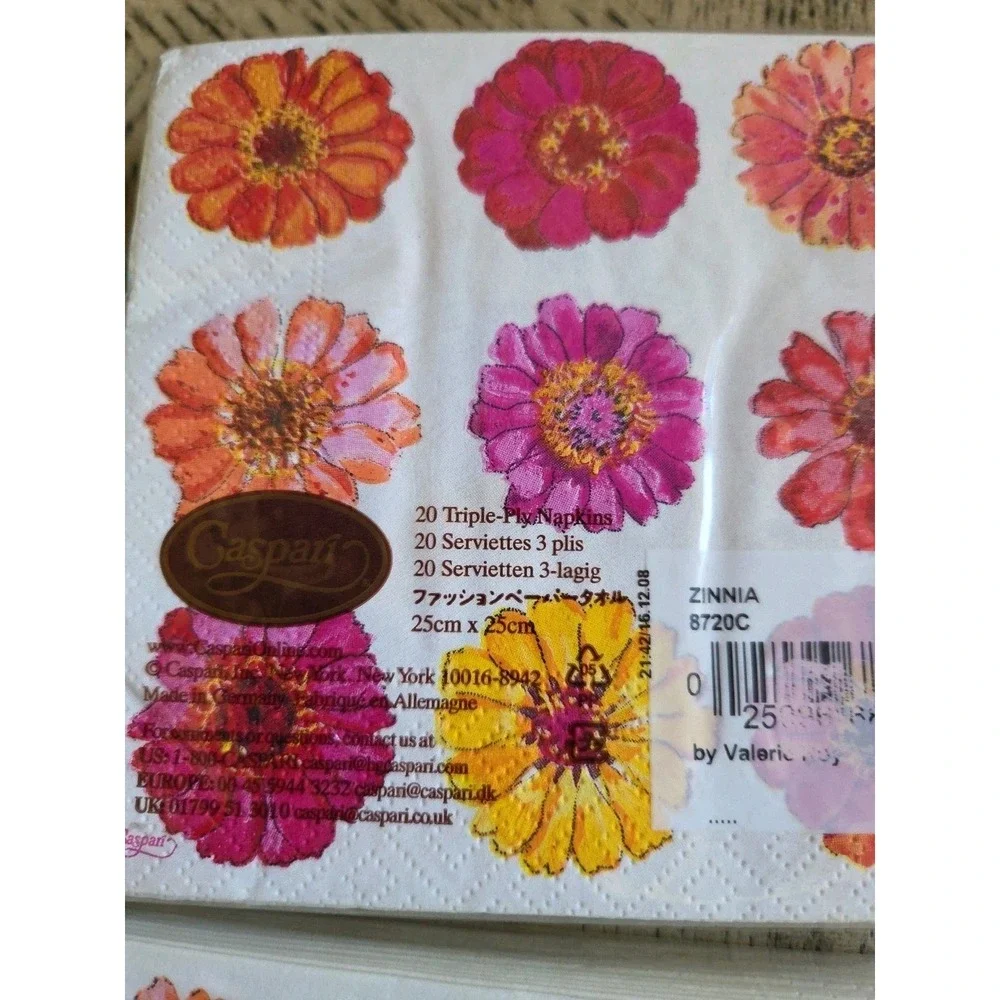 Vintage Caspari Napkins Flowers ZINNIA Paper Cocktail Napkins New NOS